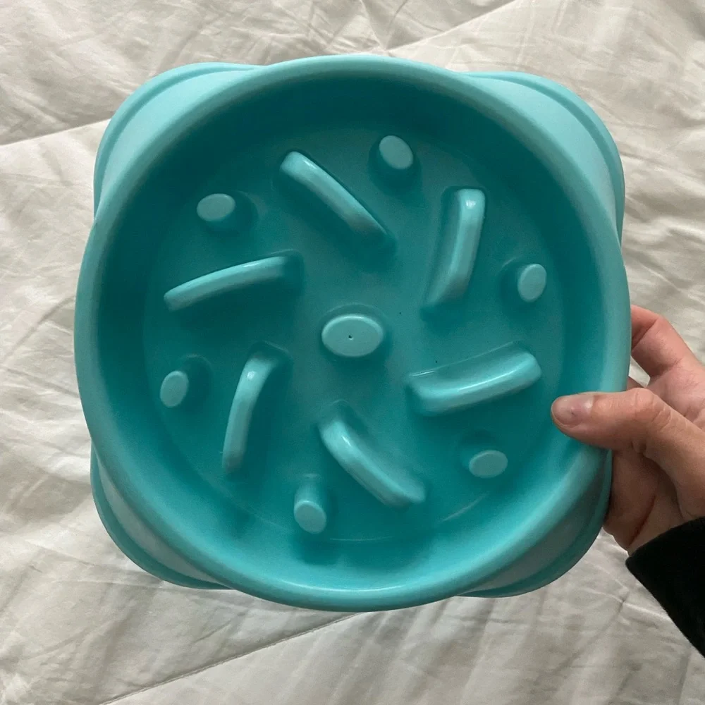 2 PACK 7in BLUE SLOW FEEDER BOWLS
